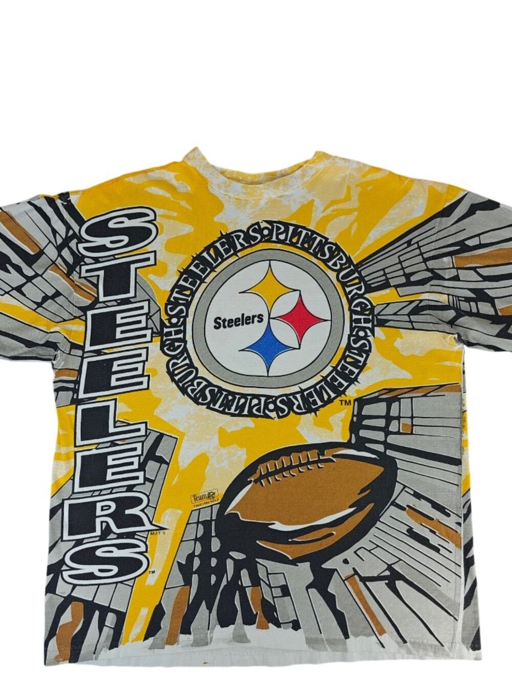 Vintage NFL Pittsburgh Steelers Graphic T-Shirt All-Over Print Size Large 1994